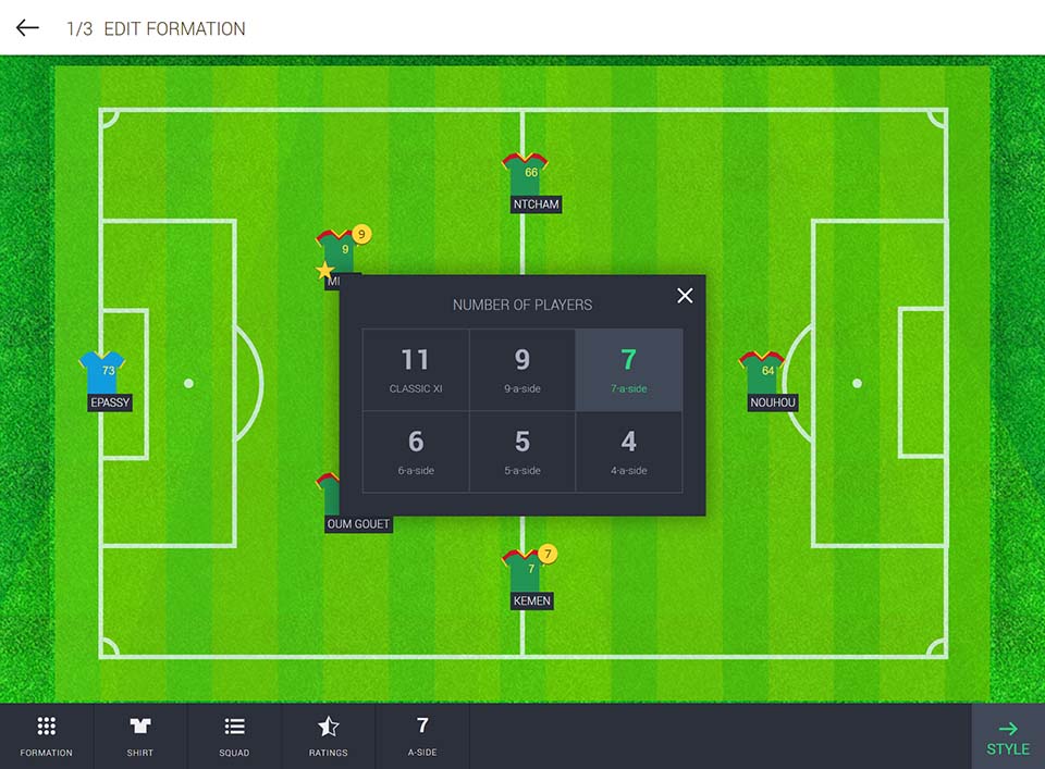 football lineups 7-a-side editor